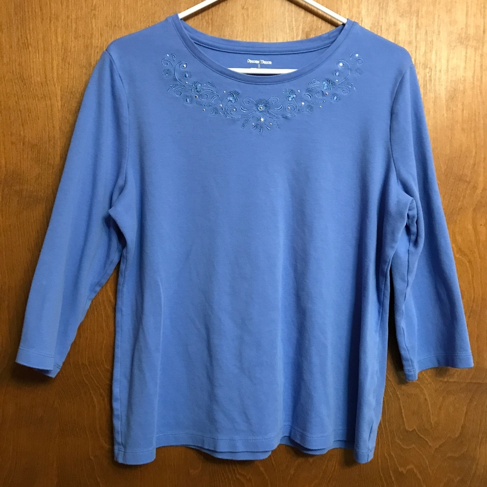 Studio Works Embroidered Top 3/4 length Sleeve